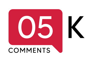 5K Comment banner template Vector illustration. Social Media Text. Amazing red color symbol on a white background