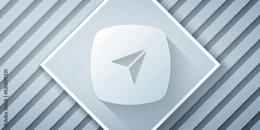 Poster paper cut infographic of city map navigation icon isolated on grey background. interface concept des