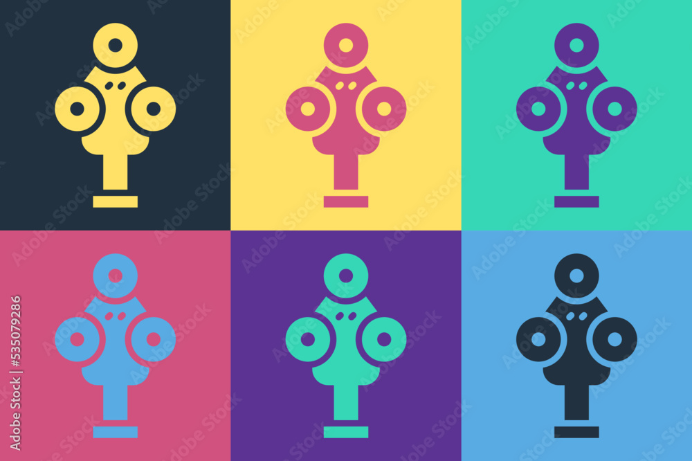 Poster pop art 3d scanner icon isolated on color background. vector