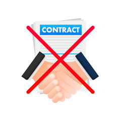 Contract cancellation business concept. Sign forbidden. Vector stock illustration.