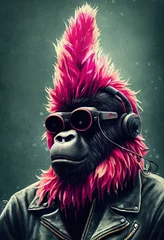 Porträt eines Punkaffen. Monkey-Rock-Musiker. Hipster-Affe mit Punkfrisur. 3D-Rendering © designprojects