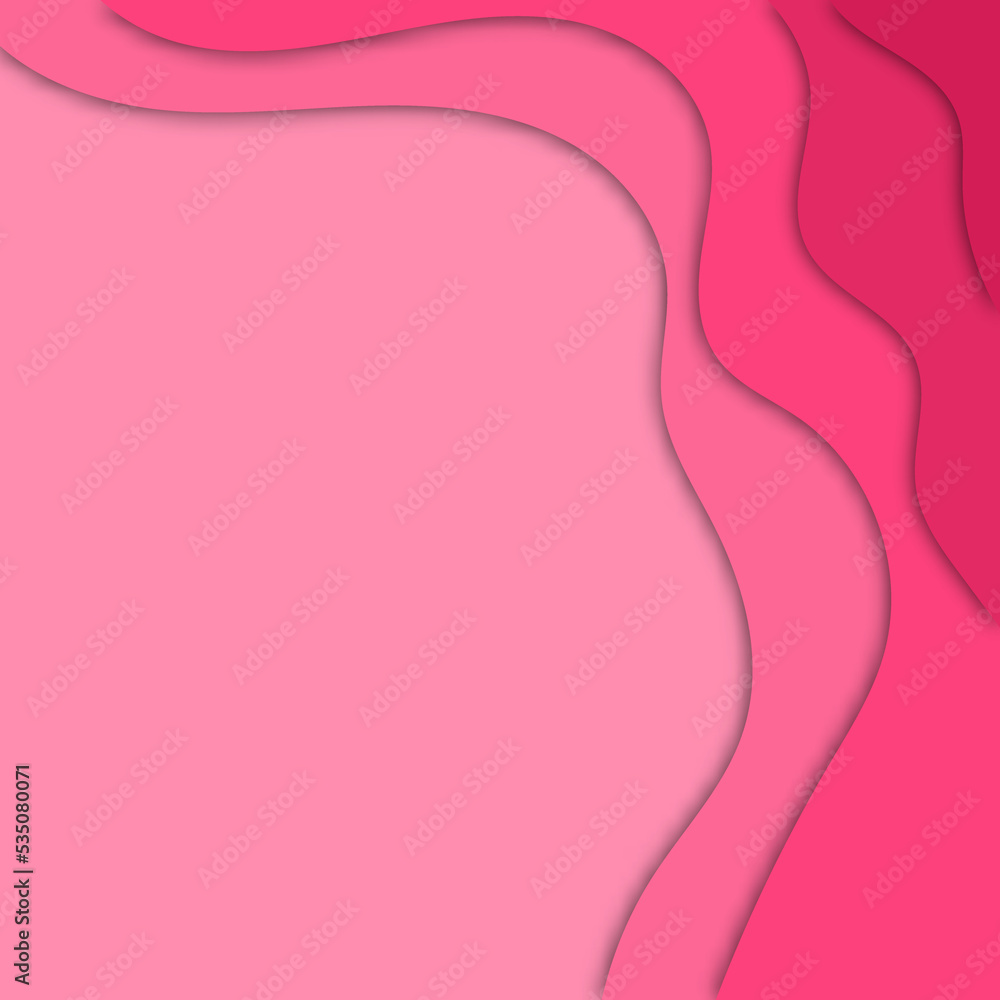 Poster pink paper cut banner with 3d slime abstract background and pink waves layers. abstract layout desig