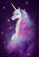 Naklejka na ściany i meble Fabulous unicorn against the starry sky