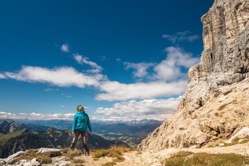 Sport women on top of mountain in Alps