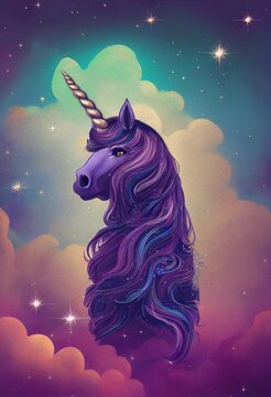Fabulous unicorn against the starry sky