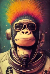 Porträt eines Punkaffen. Monkey-Rock-Musiker. Hipster-Affe mit Punkfrisur. 3D-Rendering © designprojects