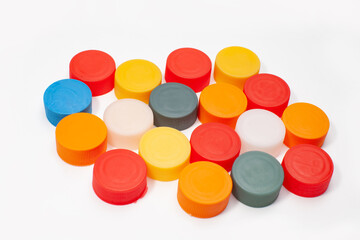 many colorful plastic bottle caps