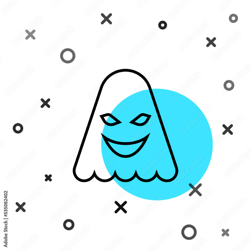 Poster black line ghost icon isolated on white background. random dynamic shapes. vector