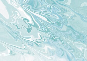 Light Blue, Mint and White Marble Texture. Mixed Liquid Paint Abstract Art. Design Ideal for  Wallpapers and Backgrounds.
