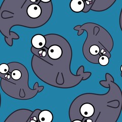 Animals seamless doodle cartoon seal pattern for wrapping and clothes print and kids and fabrics and packaging