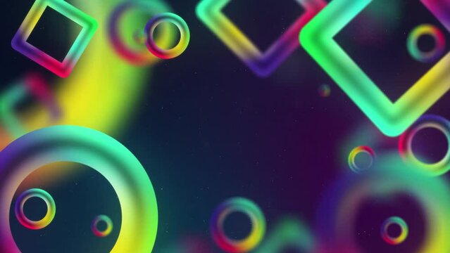 Glowing torus animation. Glowing colorful led chircle shapes in motion