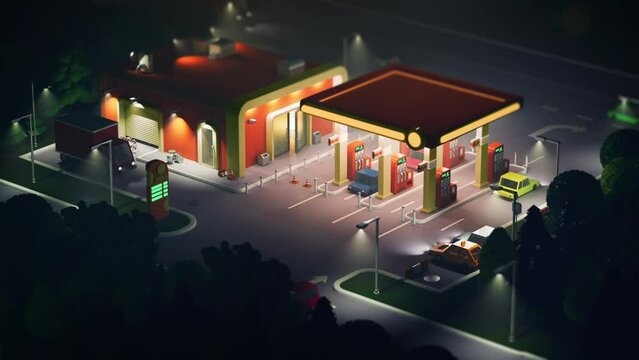 Low poly 3D gas station.