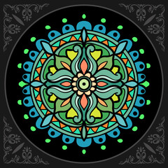 Colorful Circle mandala arts isolated on black background.