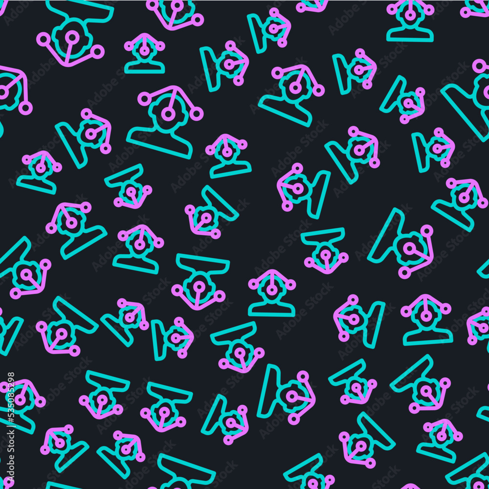 Poster line hypnosis icon isolated seamless pattern on black background. vector