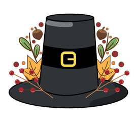 thanksgiving pilgrim hat - obrazy, fototapety, plakaty