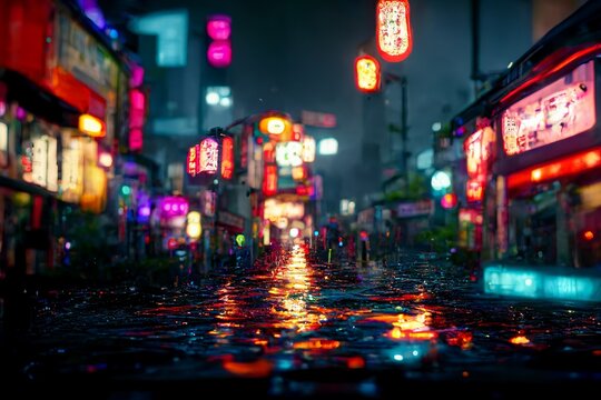 Wet Tokyo Streets At Night