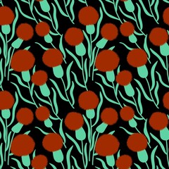 Floral summer seamless wild flower fluffy pattern for wrapping paper and kids clothes print and fabrics