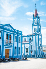 Fototapeta na wymiar street view of yurimaguas plaza de armas, Peru