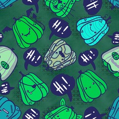 Halloween carnival cartoon seamless pumpkins pattern for kids accessories and clothes print and wrapping and fabrics