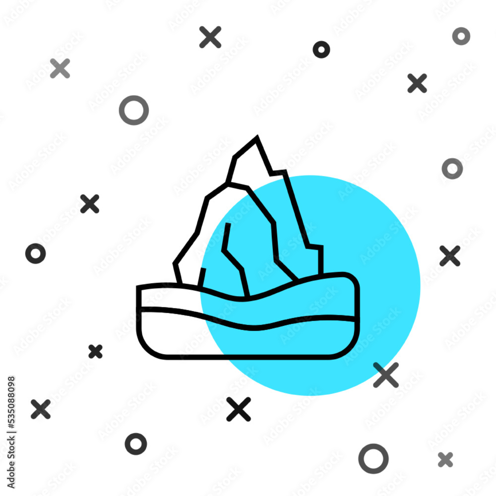Poster black line iceberg icon isolated on white background. random dynamic shapes. vector