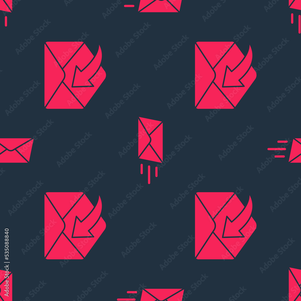 Poster set envelope and express envelope on seamless pattern. vector