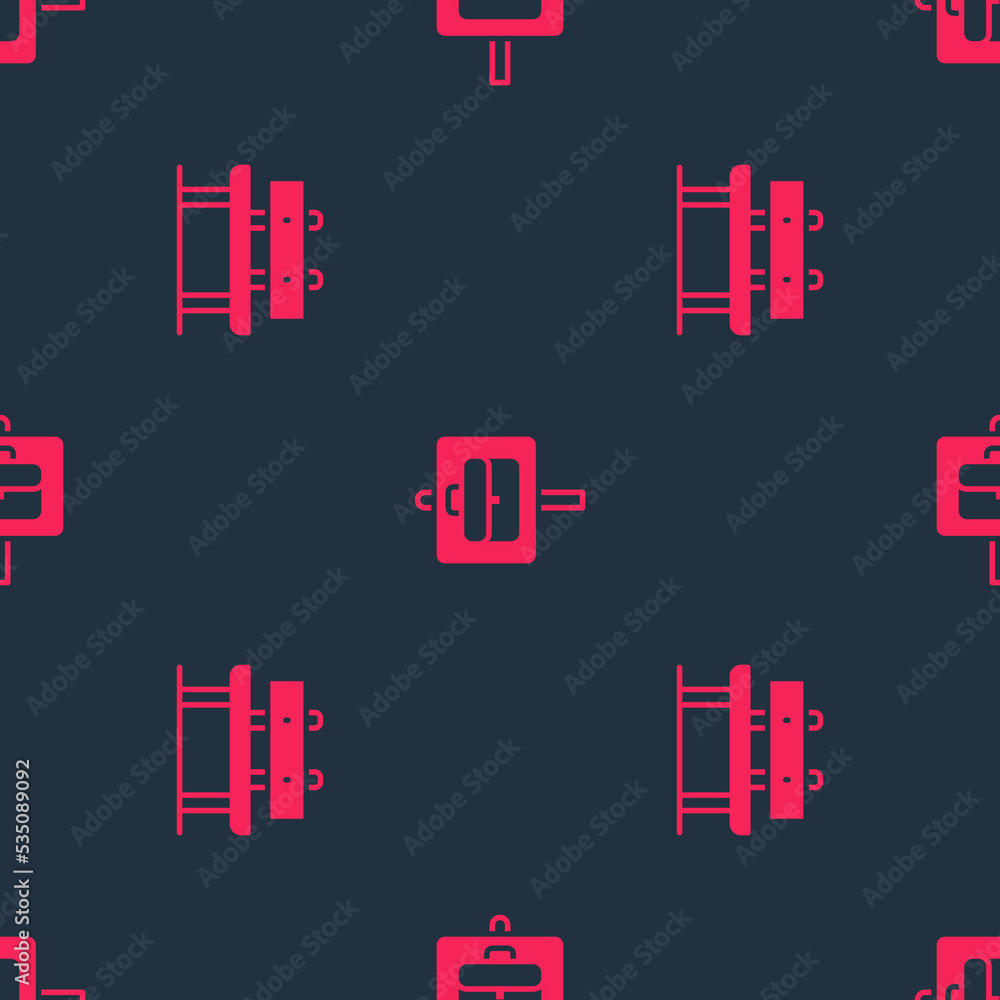 Poster set bench and work search on seamless pattern. vector
