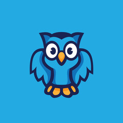 Wise Owl character mascot logo branding, for teaching, learning app or service. Clean vector illustration design.