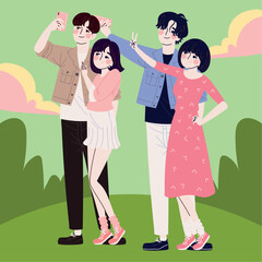 Korean couples with smartphone