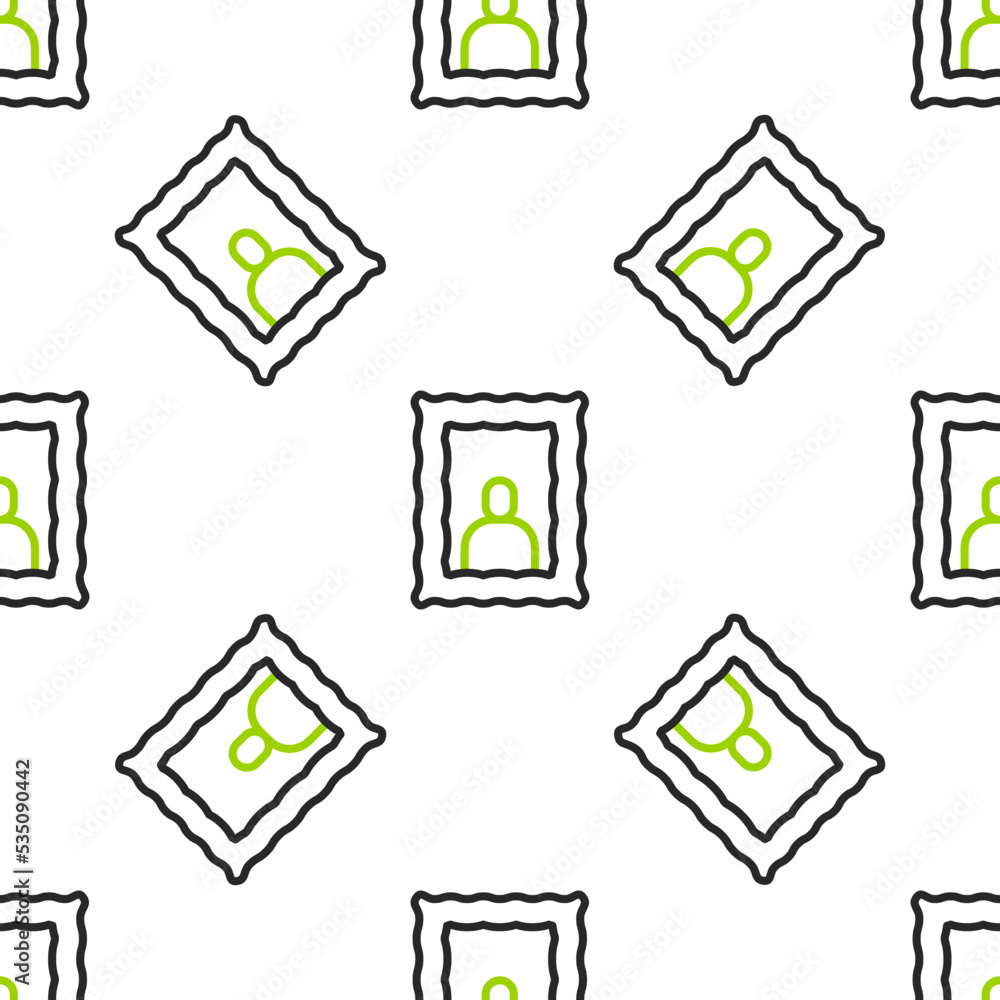Poster line picture frame on table icon isolated seamless pattern on white background. valentines day symbo