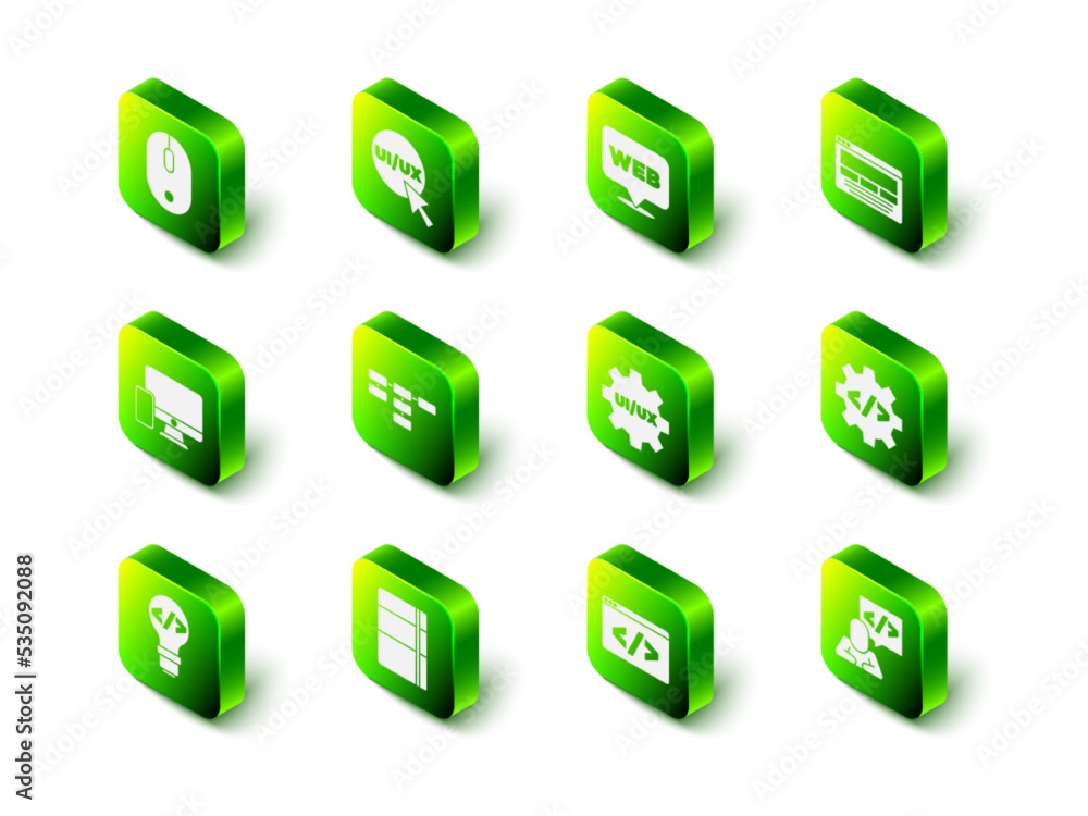Poster set ui or ux design, web and graphic, front end development, and sketchbook album icon. vector