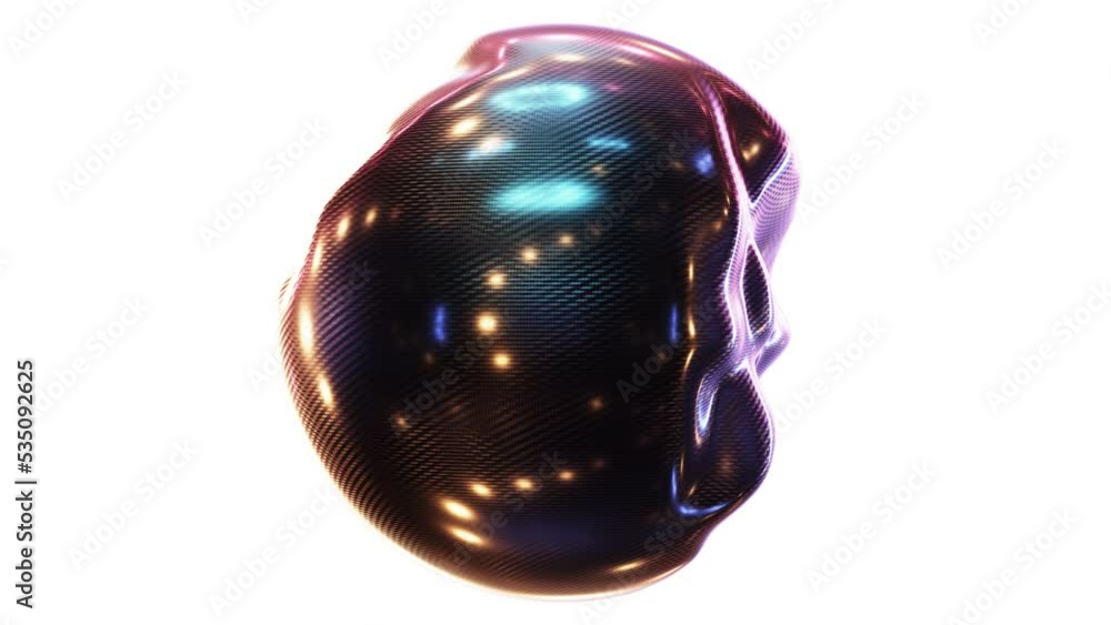 Poster realistic looping 3d animation of the abstract morphing carbon fiber sphere rendered in uhd with alp