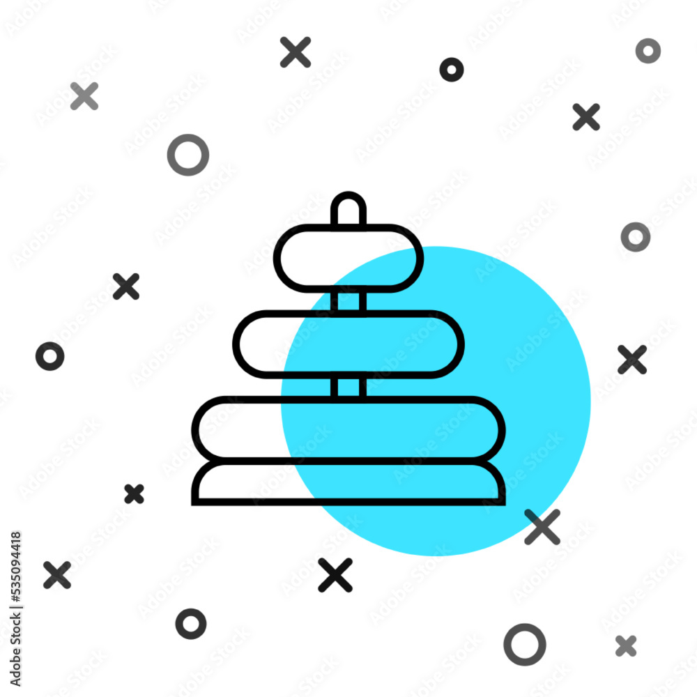 Poster black line pyramid toy icon isolated on white background. random dynamic shapes. vector