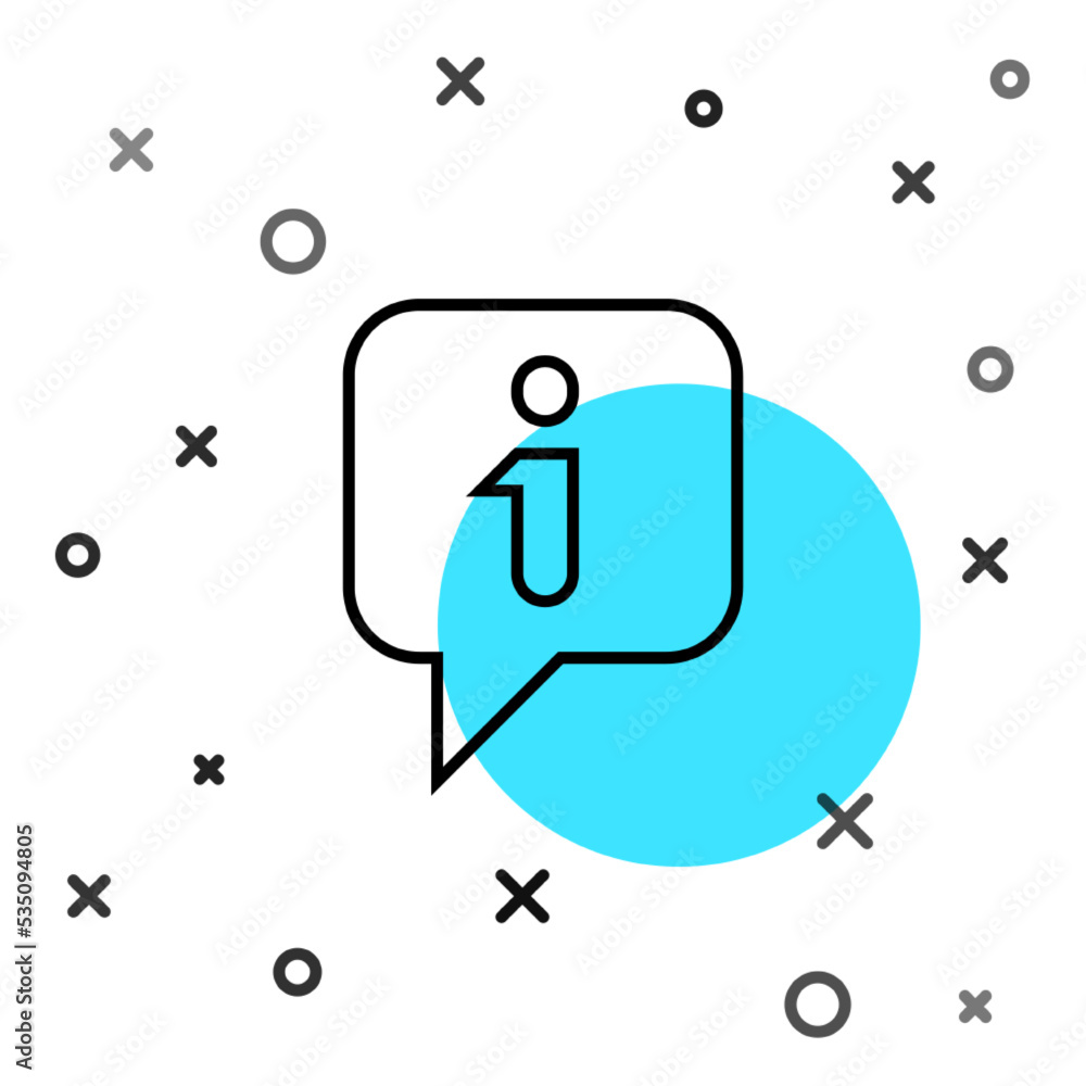 Poster black line information icon isolated on white background. random dynamic shapes. vector
