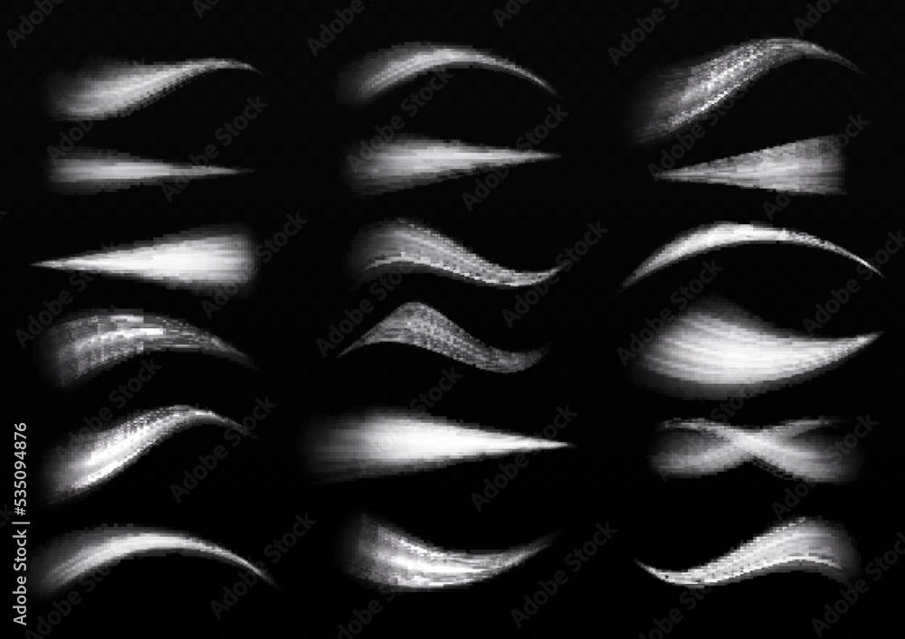 Wall mural glowing motion line. dynamic white waves. luminous lines of speed. light sparkling effect. magic spe