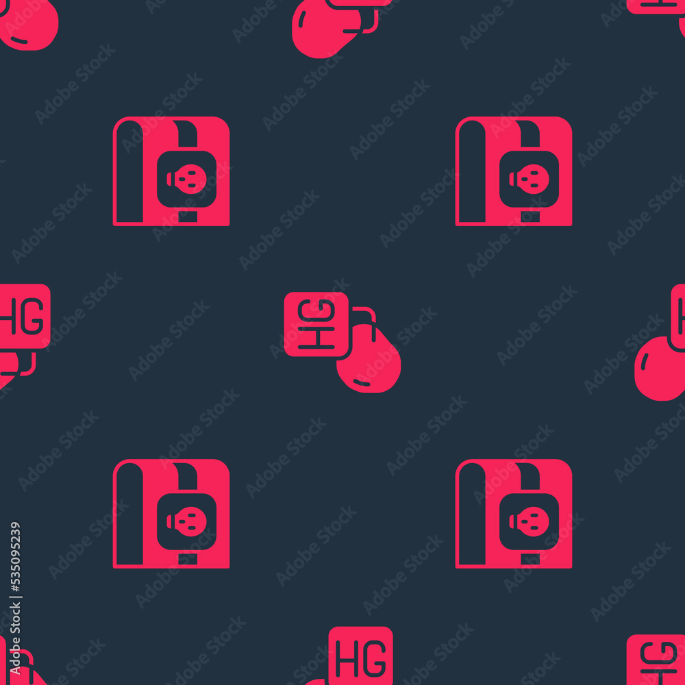 Poster set book about poisons and drop of mercury on seamless pattern. vector