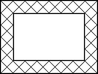 Stained-glass frame in black and white.