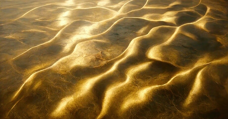 Abstract gold texture, gold sand dunes background, wavy pattern, generative AI illustration