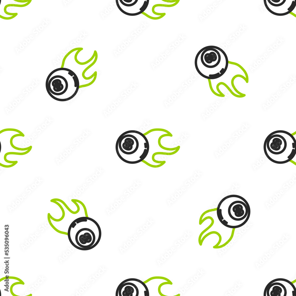 Poster line billiard pool snooker ball with number 8 icon isolated seamless pattern on white background. ve