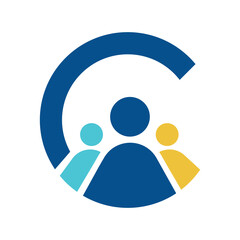 HR logo design with letter C. People logo design for recruitment