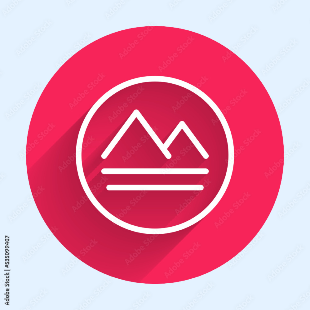 Poster white line earth element of the symbol alchemy icon isolated with long shadow background. basic myst