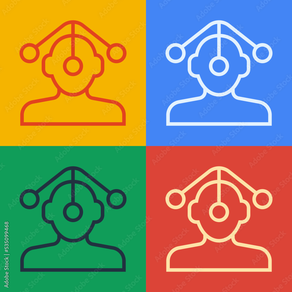 Poster pop art line hypnosis icon isolated on color background. vector