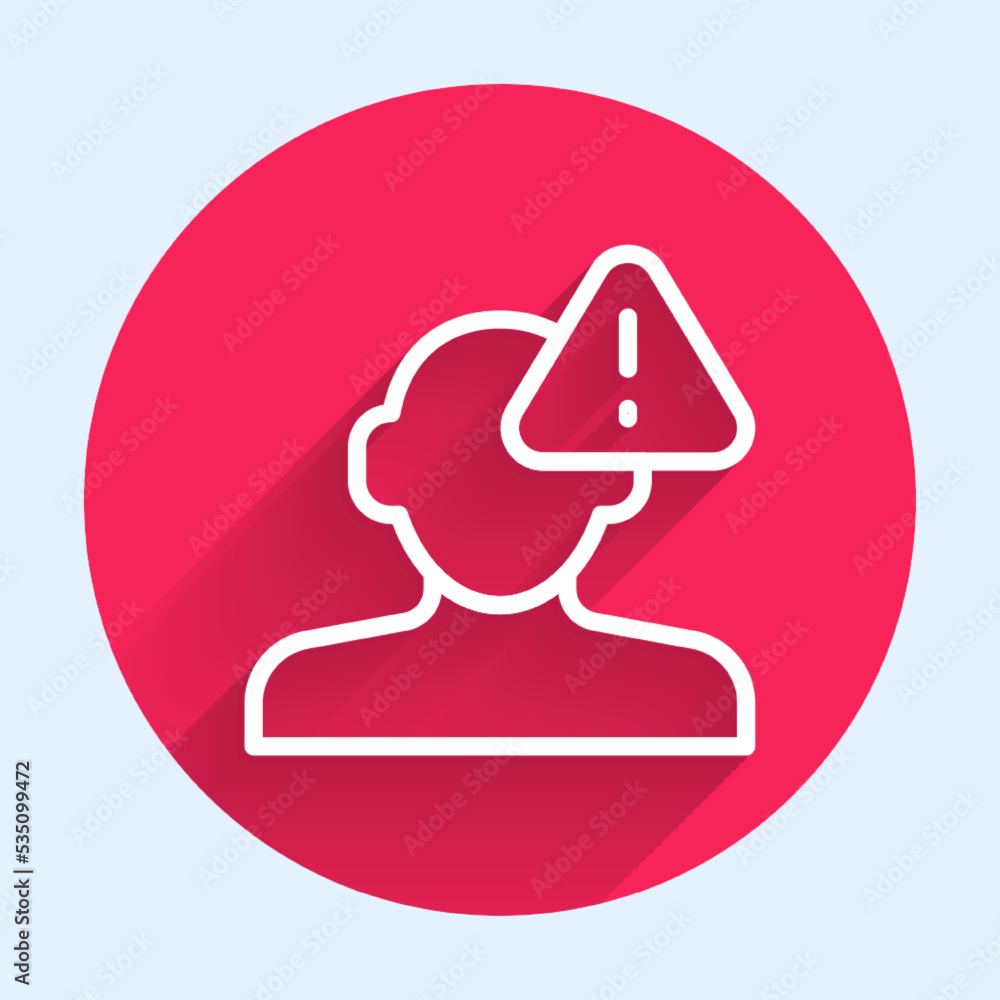 Aufkleber white line finding a problem in psychology icon isolated with long shadow background. red circle but