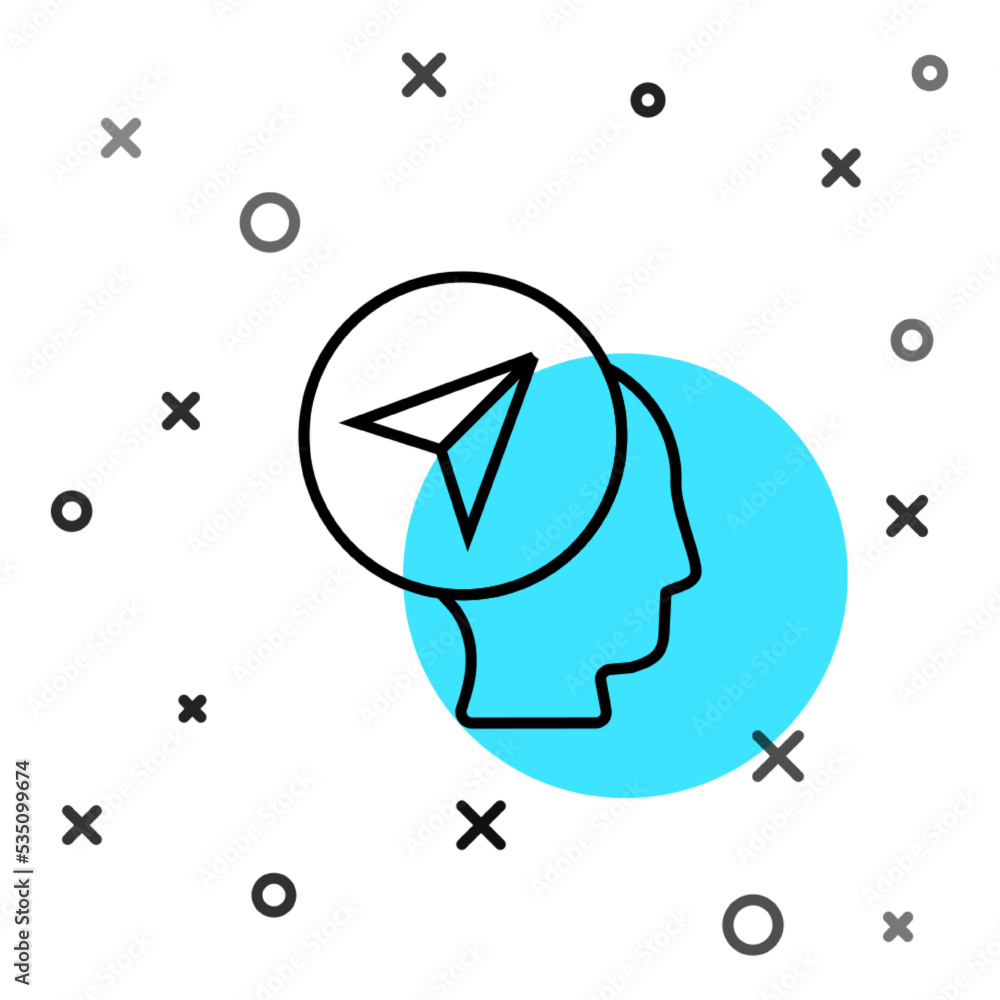 Poster black line map marker with a silhouette of a person icon isolated on white background. gps location 