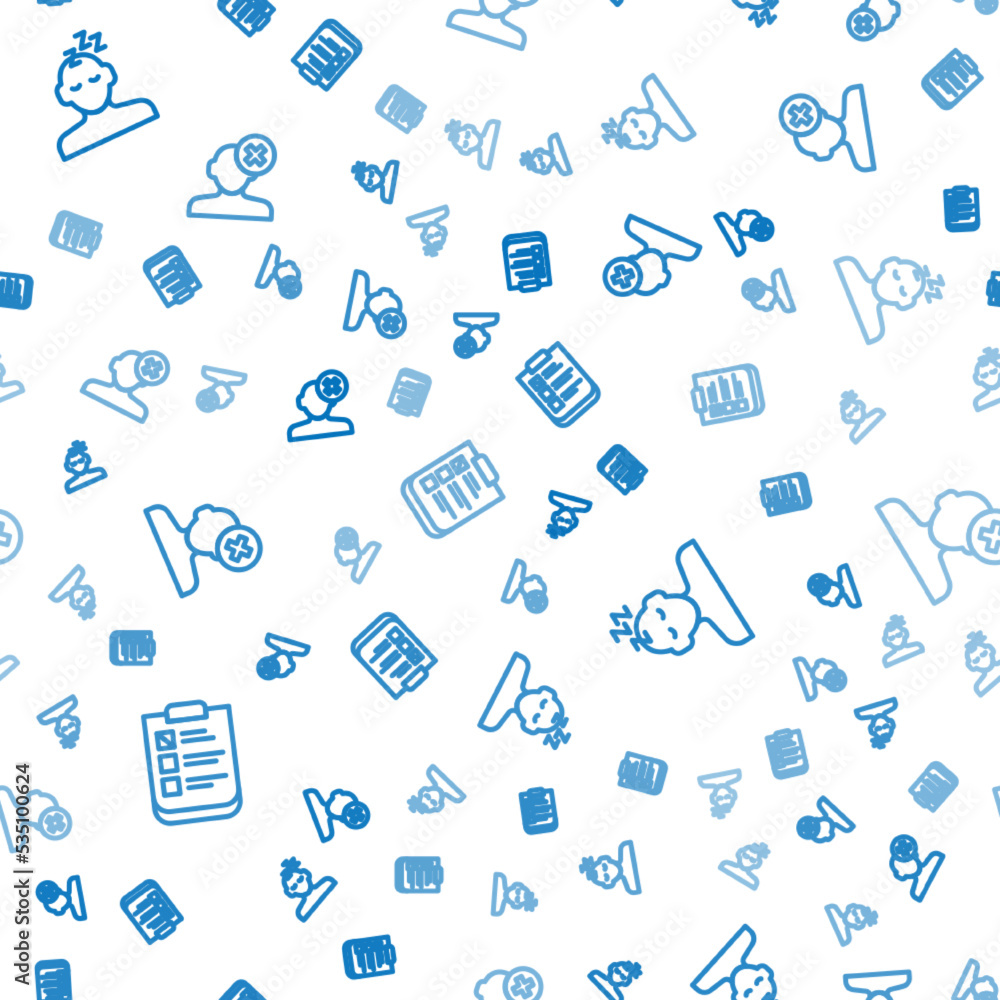 Aufkleber set line psychological test, dreams and solution problem in psychology on seamless pattern. vector