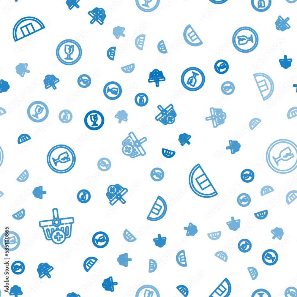 Poster set line add to shopping basket, warehouse and fragile broken glass on seamless pattern. vector