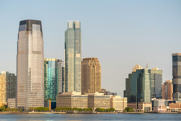 View of the skyscrapers of lower Manhattan from the opposite side of the East River