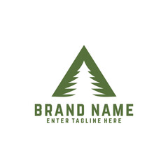 fir tree logo design, mountain, premium vector mountain and spruce design, outdoor logo, camper logo design