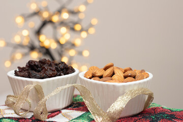 bowl full of raisins and almonds - christmas times