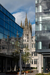 Fototapeta na wymiar 1 October 2022. Aberdeen, Scotland. This is an architecular view around Marischal Square in Aberdeen on a sunny October afternoon.