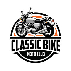 Premium Classic Motor Bike Emblem Logo Vector isolated. Best for Automotive Motor Club Logo Template